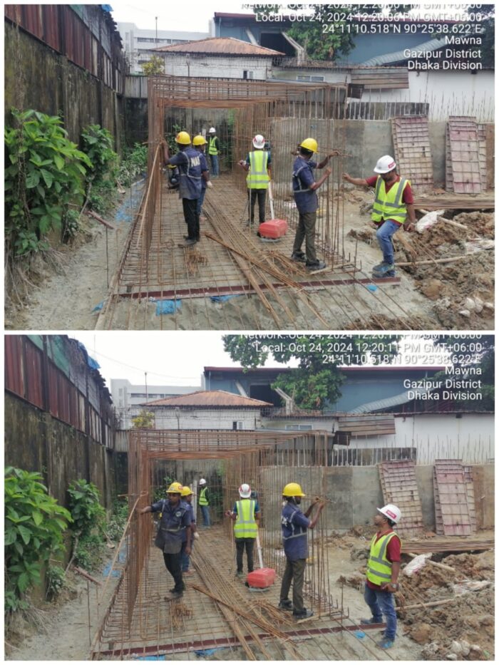 Rebar cage assembly and quality checks for RC box culvert reinforcement in Gazipur textile facility