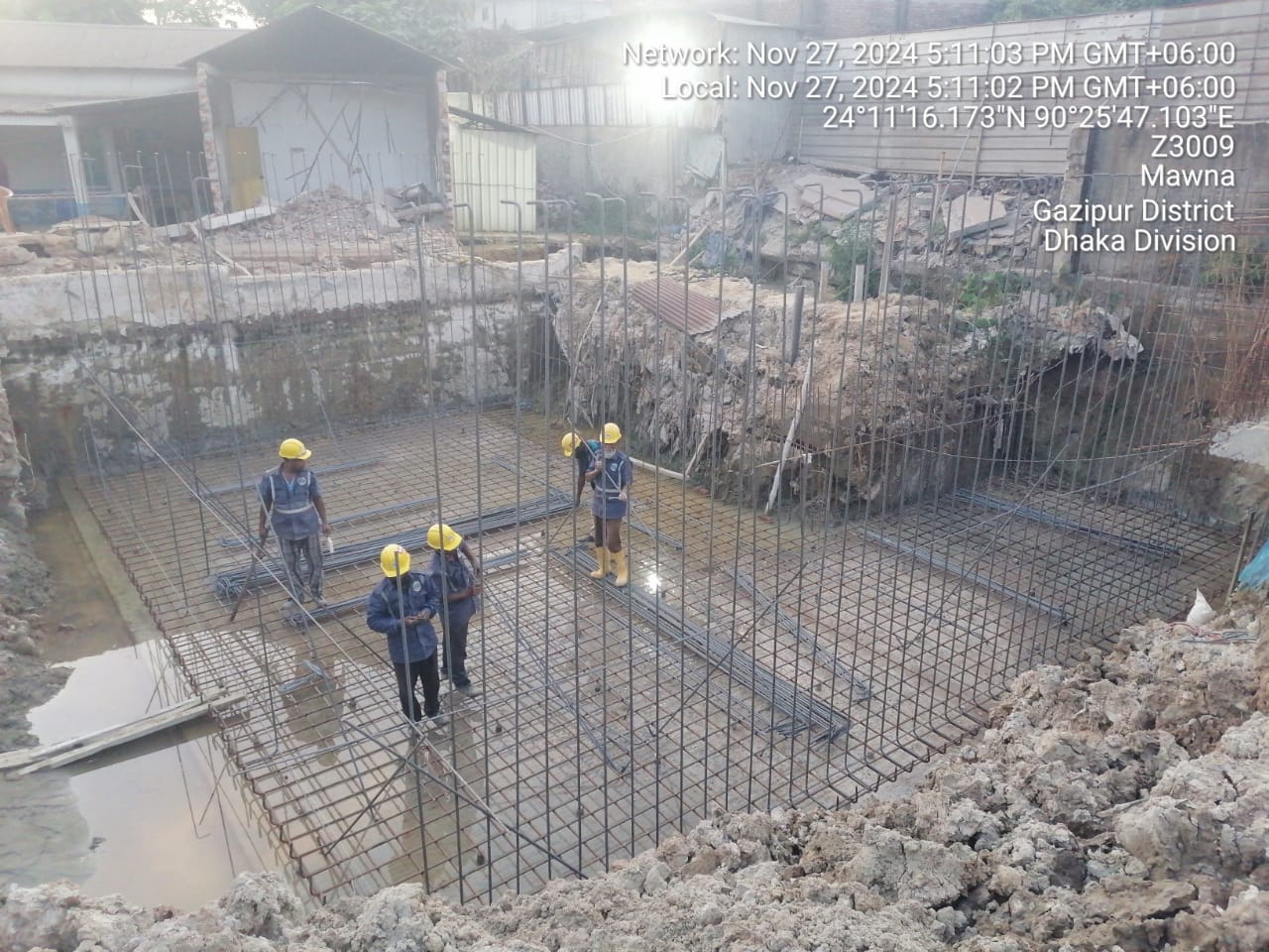 Base grid reinforcement placed on blinding with proper cover and spacers in Phase 1